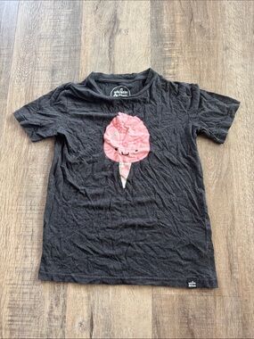 Black Kids Tee with Pink Ice Cream Graphic by White Plate